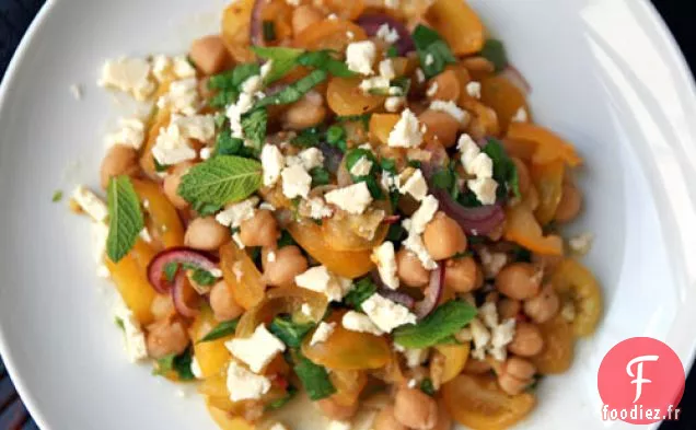 Dîner ce soir: Salade de Pois Chiches à la Feta et à la Menthe