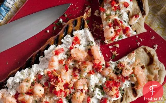 Pain Plat aux Crevettes, Artichauts et Ricotta Fraîche