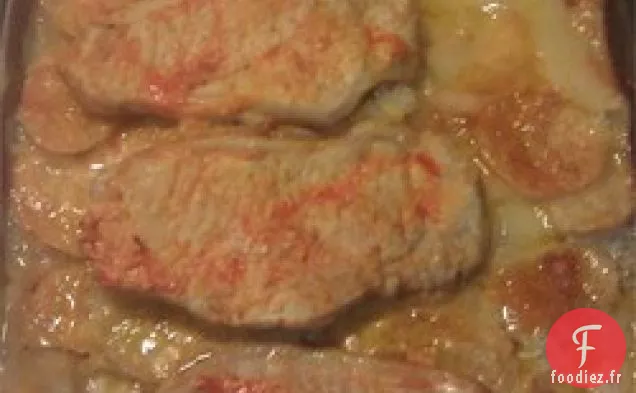 Pommes de Terre Festonnées et Côtelettes de Porc