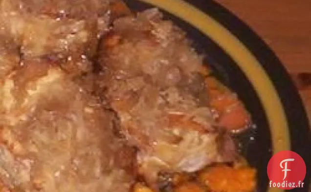 Côtelettes de Porc aux Pommes, Patates Douces et Choucroute