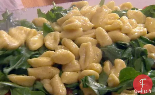 Salade tiède de Gnocchis au Basilic avec Carpaccio de Tomates