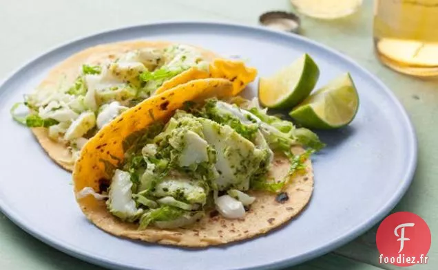 Tacos de Poisson de Flétan à la Salade de Savoie à la Coriandre