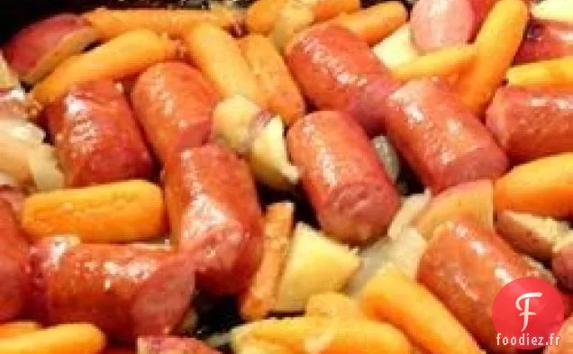 Saucisse, Pomme de Terre, Cuisson aux Carottes