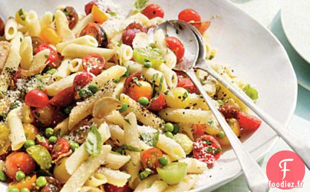 Penne aux Herbes, Tomates et Petits Pois