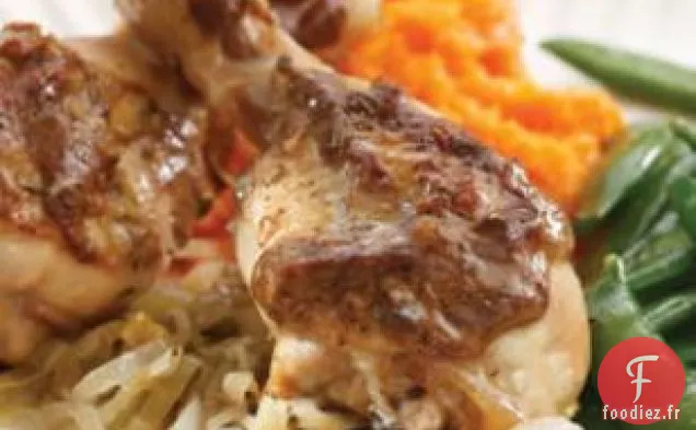 Poulet Au Four Avec Oignons Et Poireaux