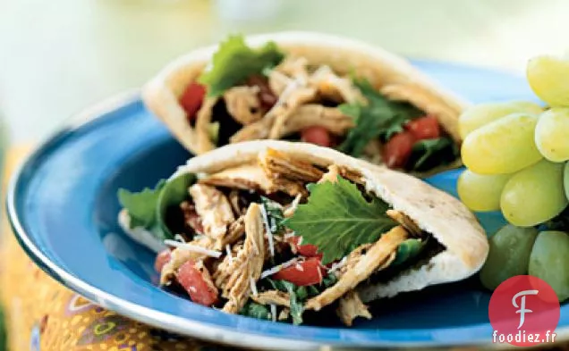 Pitas de Poulet de la Petite Italie avec Vinaigrette aux Tomates Séchées