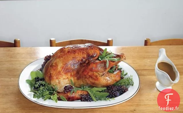 Dinde du Patrimoine Rôtie au Bacon - Sauce aux Herbes et au Cidre