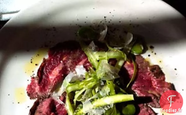Carpaccio De Bifteck Avec Asperges Crues Et Salade De Fava