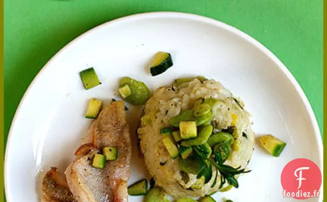 Un jeu avec de la Nourriture ou un Risotto aux Fèves Timbale - Jeu de nourriture ou une timbale de risotto aux fèves