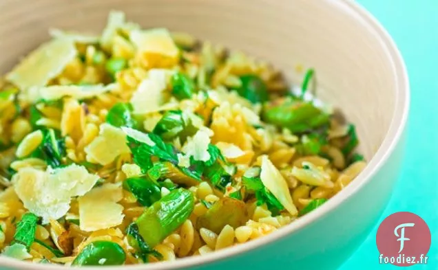 Risoni aux Asperges, Fèves, Menthe et Citron