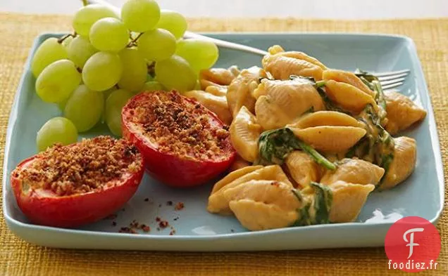 Fromage Mac n aux Épinards de Blé Entier avec Tomates Grillées