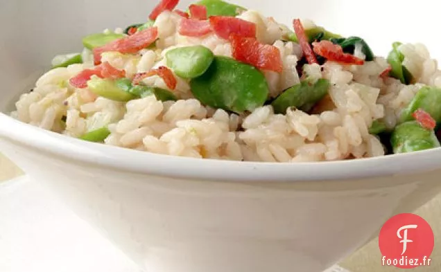 Risotto aux Fèves avec Mozzarella fraîche et Prosciutto
