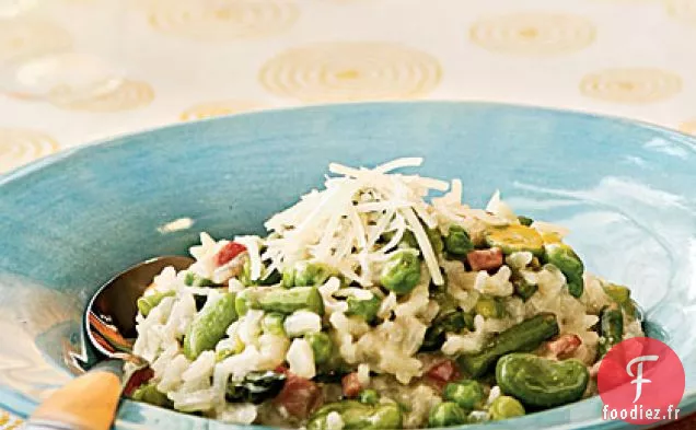 Risotto aux Légumes de Printemps et Jambon Fumé