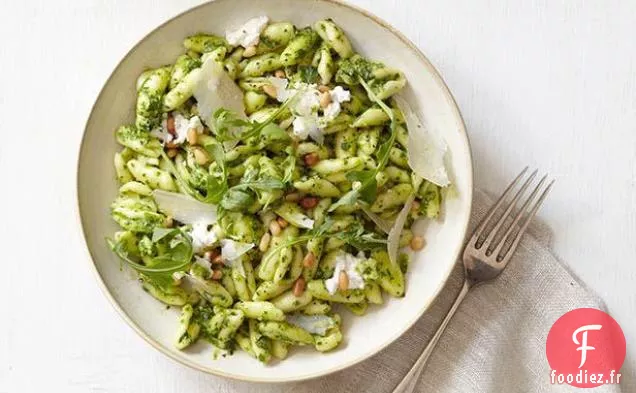 Pesto Roquette-Basilic aux Pignons de Pin, Parmesan et Ricotta