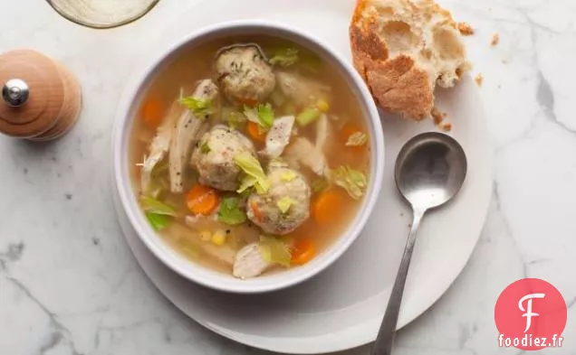 Soupe de Légumes à la Dinde avec Boulettes de Farce