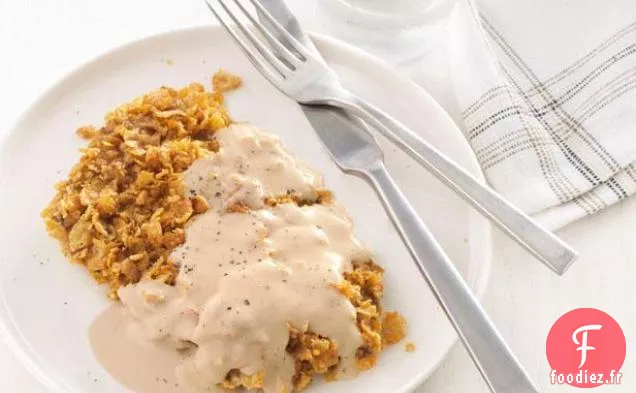 Steak De Poulet Frit Avec Sauce À La Crème