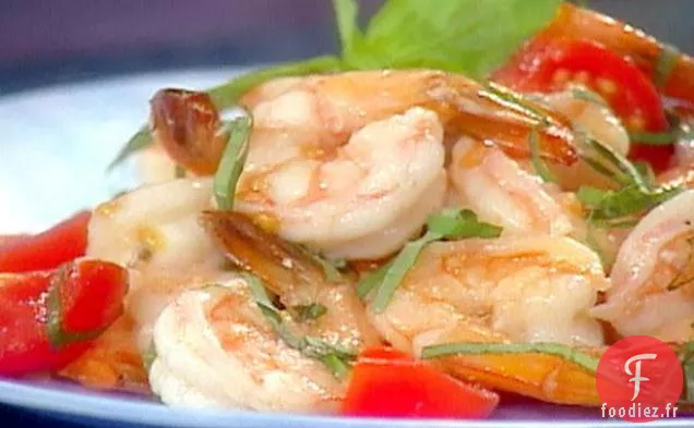 Crevettes au Basilic, à l'ail et aux Tomates