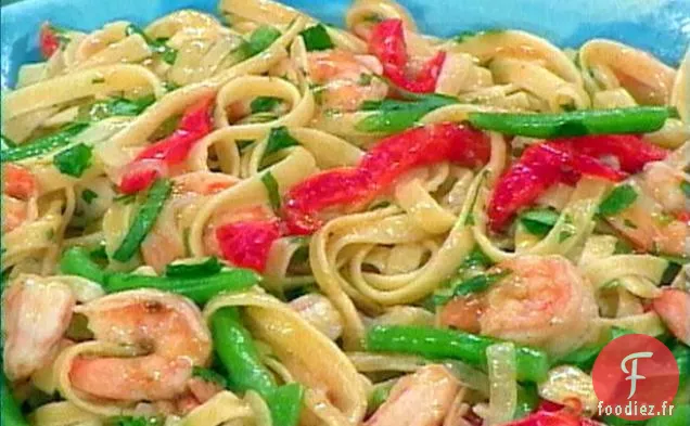 Scampis de Crevettes à la poêle avec Fettuccine