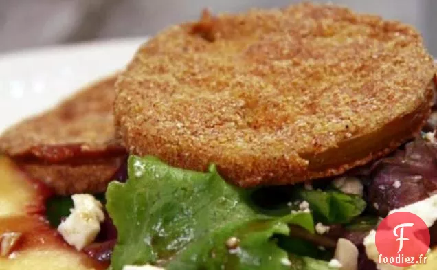 Salade de Tomates Vertes Frites avec Vinaigrette Balsamique