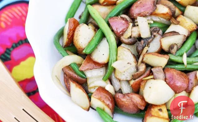 Pommes de Terre Rouges Sautées, Champignons et Haricots Verts