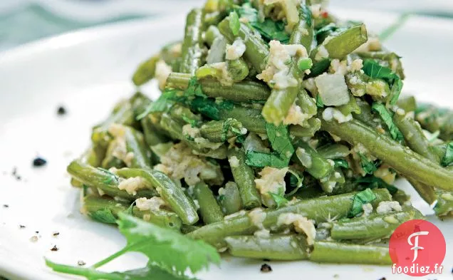 Haricots Verts aux Œufs, Piments et Coriandre