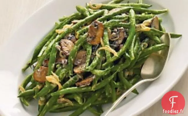 Haricots Verts Aux Champignons Crémeux Et Échalotes