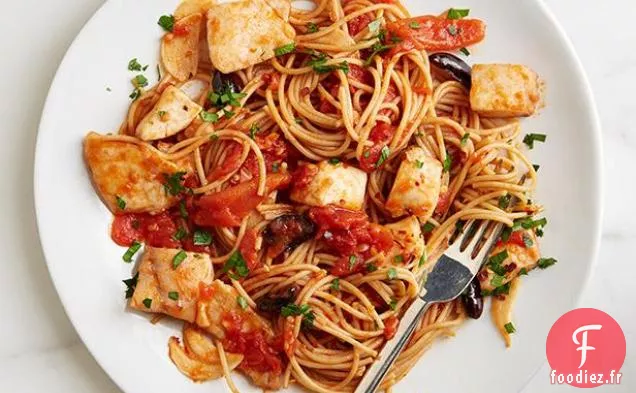 Spaghettis de Poisson Épicé et d'Olives