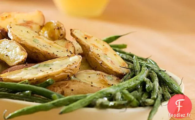 Alevins Rôtis et Haricots Verts Avec Vinaigrette Crémeuse à l'Estragon