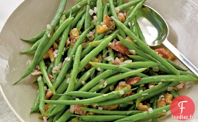Haricots Verts avec Vinaigrette au Bacon Tiède