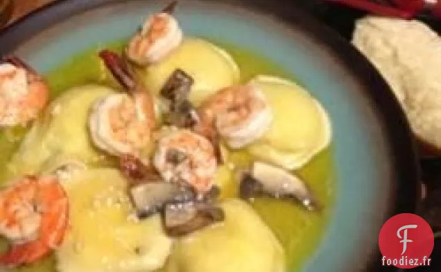 Raviolis aux Champignons Portobello aux Crevettes