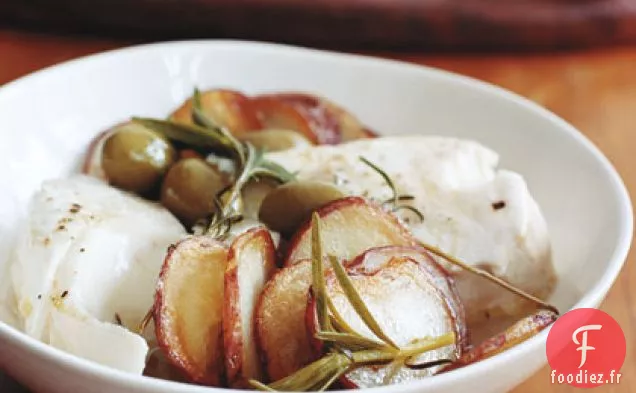 Flétan aux Pommes de terre à la poêle