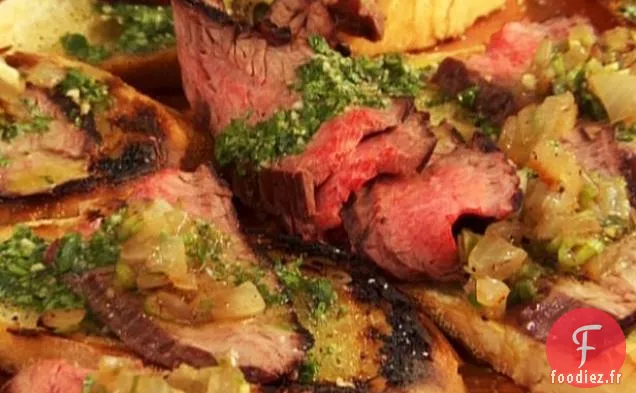 Crostini de Flanc avec Chimichurri et Relish Vidalia