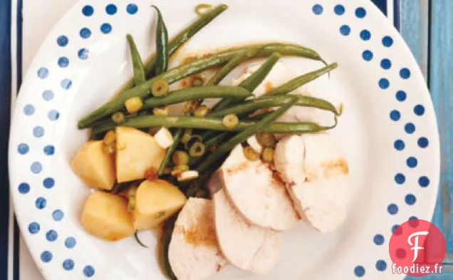 Poitrines de Poulet Pochées au Gingembre avec Haricots Verts et Pommes de Terre
