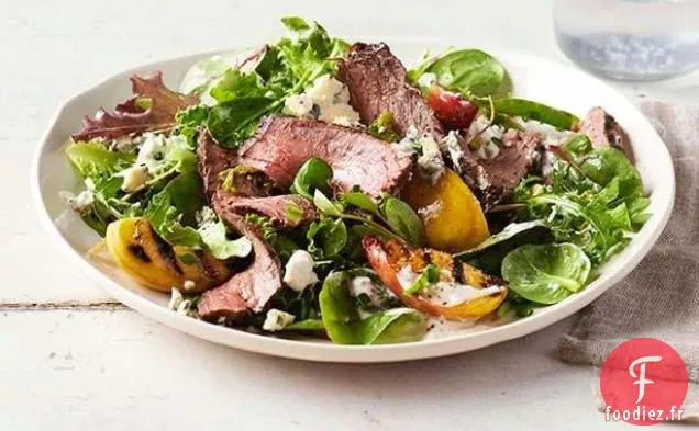 Steak Grillé et Salade de Pêches