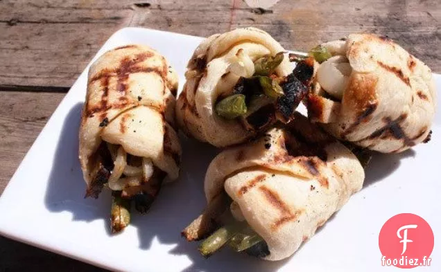 Sandwichs Grillés Roulés Au Porc, Haricots Verts Et Fromage De Chèvre
