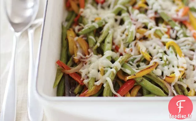 Haricots Verts Rôtis Aux Poivrons Et À L'Oignon