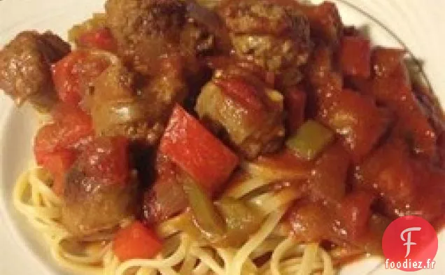 Ragoût de Saucisse Italienne Sucrée avec Linguine