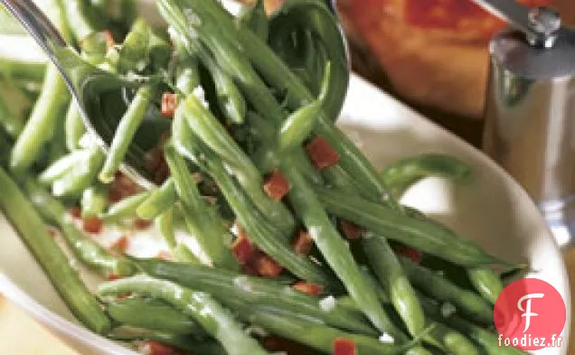 Haricots Verts Cuits À La Vapeur Avec Vinaigrette Au Citron