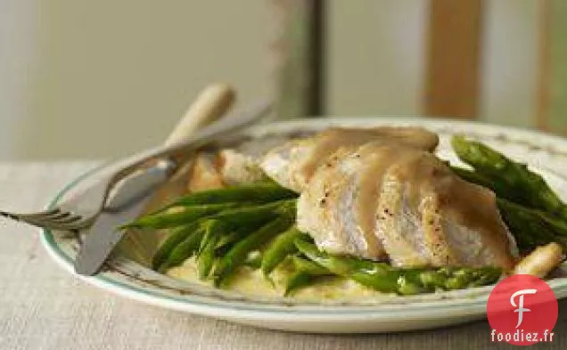 Poulet Balsamique À L'Orange Avec Asperges, Haricots Verts Et Polenta