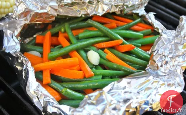 Haricots Verts et Carottes Grillés à l'Ail