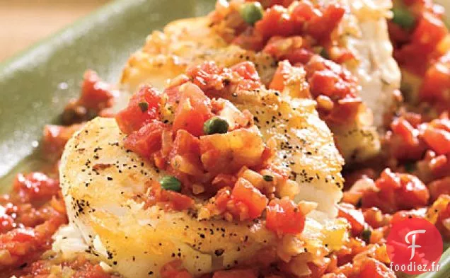 Flétan Poêlé À La Sauce Tomate Aux Herbes