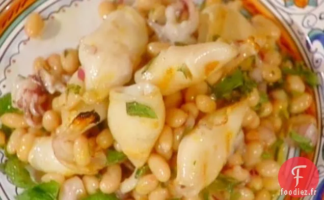 Calamars grillés aux Haricots et à l'Huile de Menthe