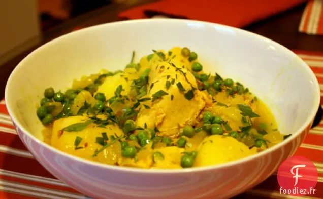 Dîner Ce Soir : Tajine Printanier De Poulet Aux Pommes De Terre Et Petits Pois