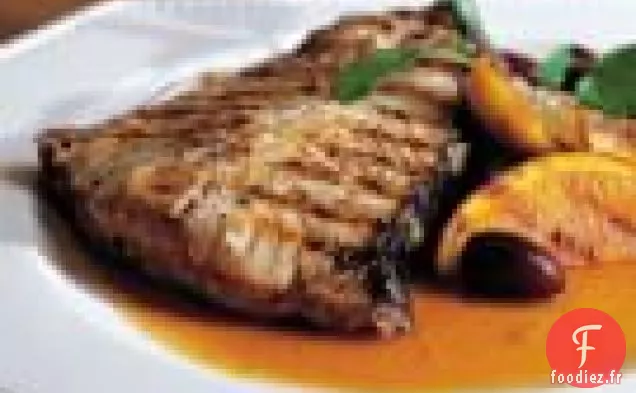 Steaks De Flétan Aux Agrumes, Cresson Et Olives Noires