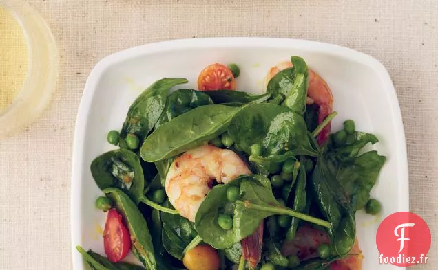 Salade d'Épinards et Crevettes avec Vinaigrette au Chili