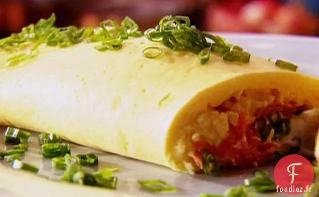 Omelette au Saumon Fumé et Fromage à la Crème aux Oignons Verts