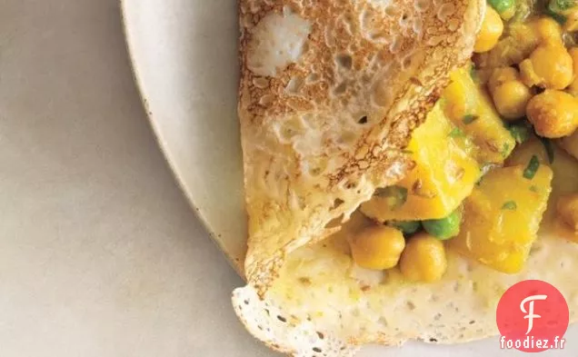 Rava Dosas avec Masala de Pois Chiches aux Pommes de Terre