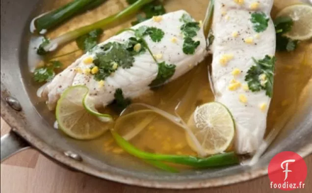 Flétan poché au Gingembre et à la Coriandre