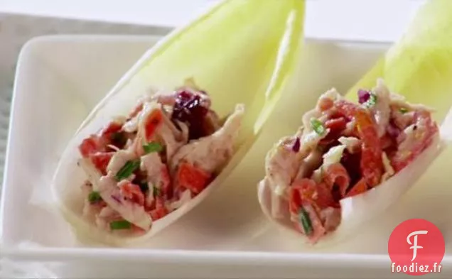 Poulet et Salade de Chou Croquante dans des Feuilles d'endives