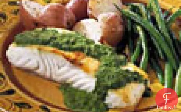 Flétan à la Sauce aux Herbes